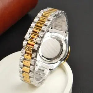 Rolex Golden Silver with Lining stainless steel watch