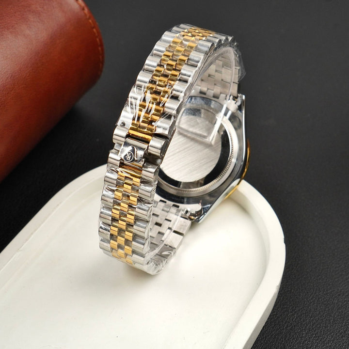 Rolex Golden Silver with Lining Black Dial