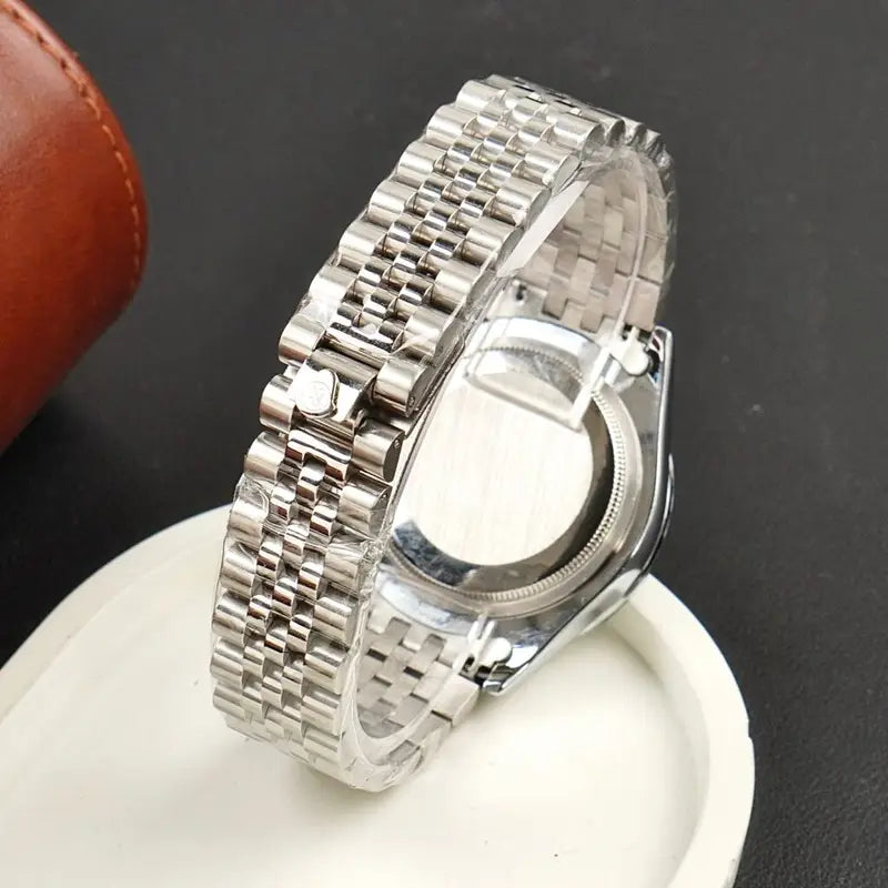 Rolex Silver Blue Stainless Steel Watch