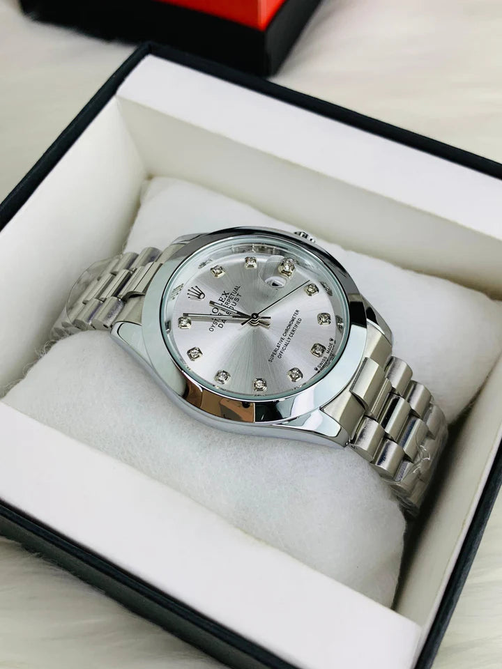 Rolex Pure Silver Stainless Steel Watch