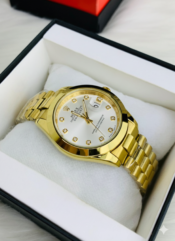 Rolex Full Golden Stainless Steel White Dial