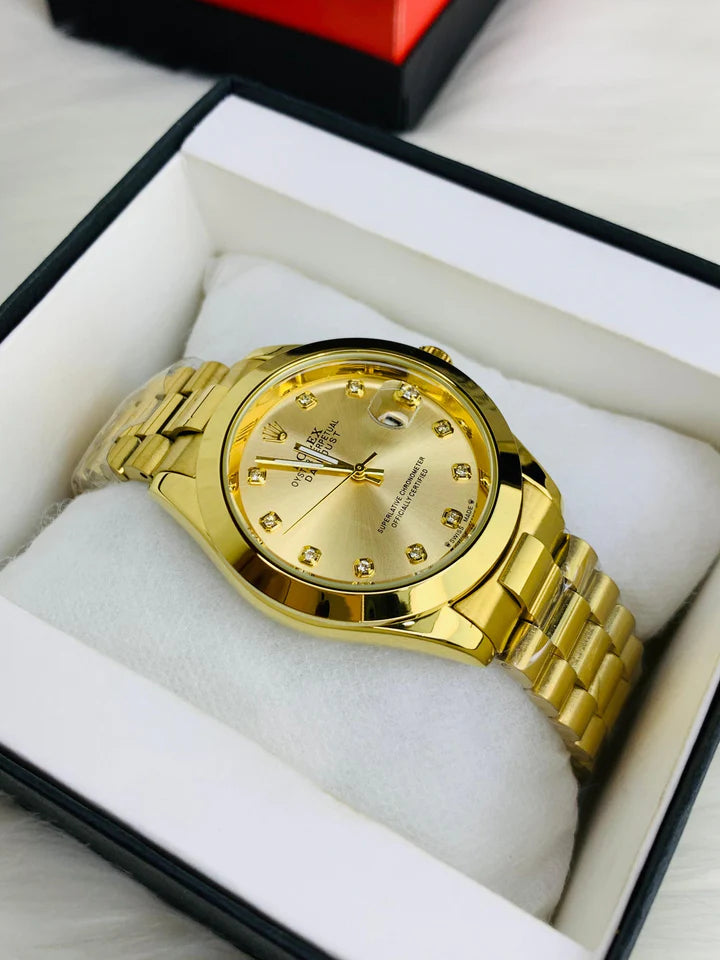 Rolex Pure Gold Colour Stainless Steel Watch