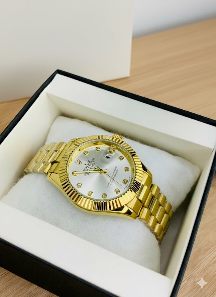 Rolex Full Golden Stainless Steel White Dial
